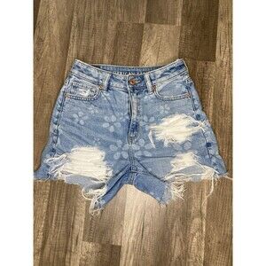 American Eagle Highest Rise Baggy Shorts Women’s Size 000 Light Wash Distressed